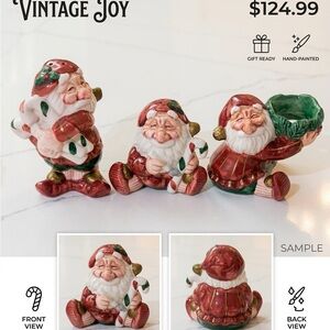 Vintage Joy Santa Figurines - Red and Green